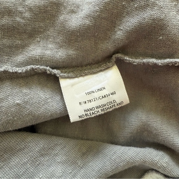 Eileen Fisher 100% Linen Cardigan Hoodie Button Up Size XS Coastal Gray White - Picture 10 of 13